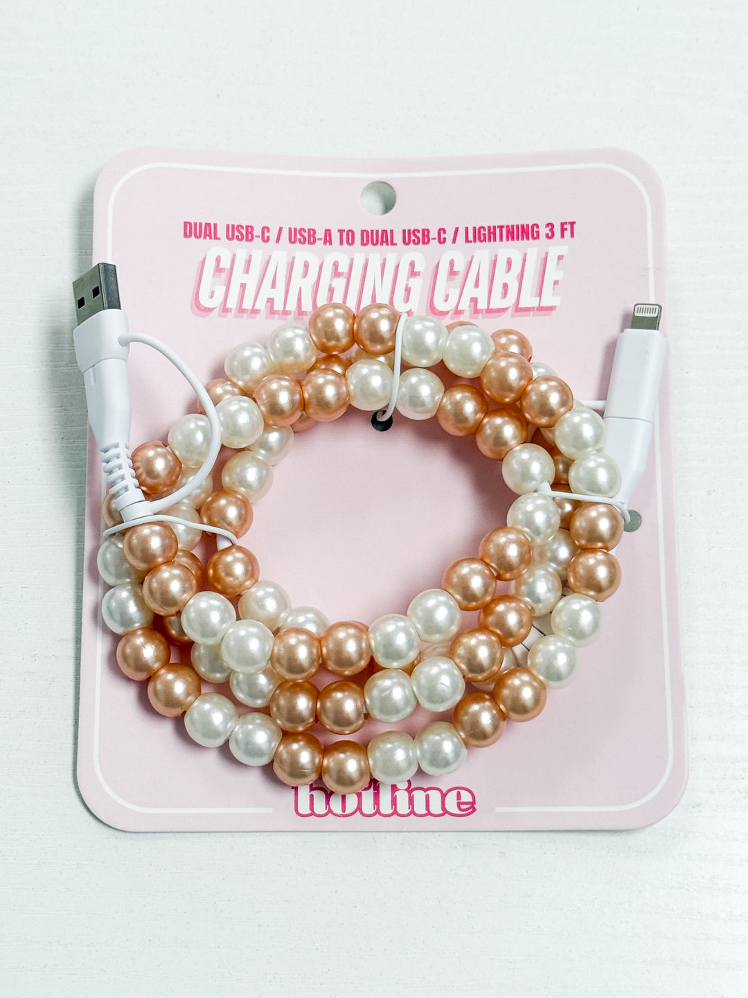 Phone Charging Cable - Champagne Pearl & White Pearl