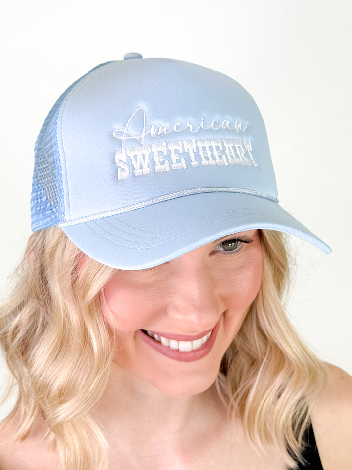 American Sweetheart Trucker Hat - (Baby Blue)
