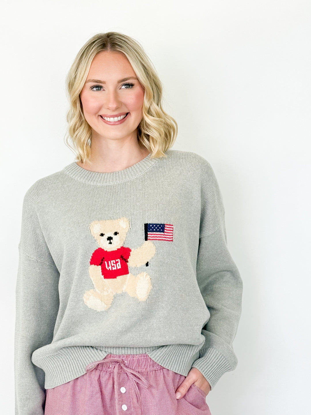 Roya - American Flag Teddy Bear Sweater