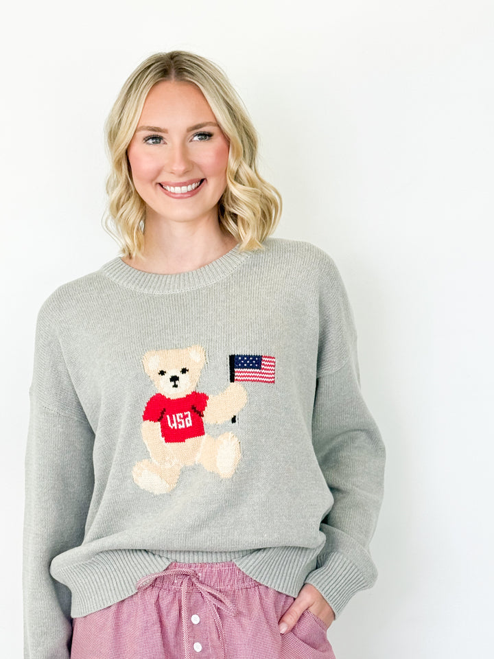 Roya - American Flag Teddy Bear Sweater