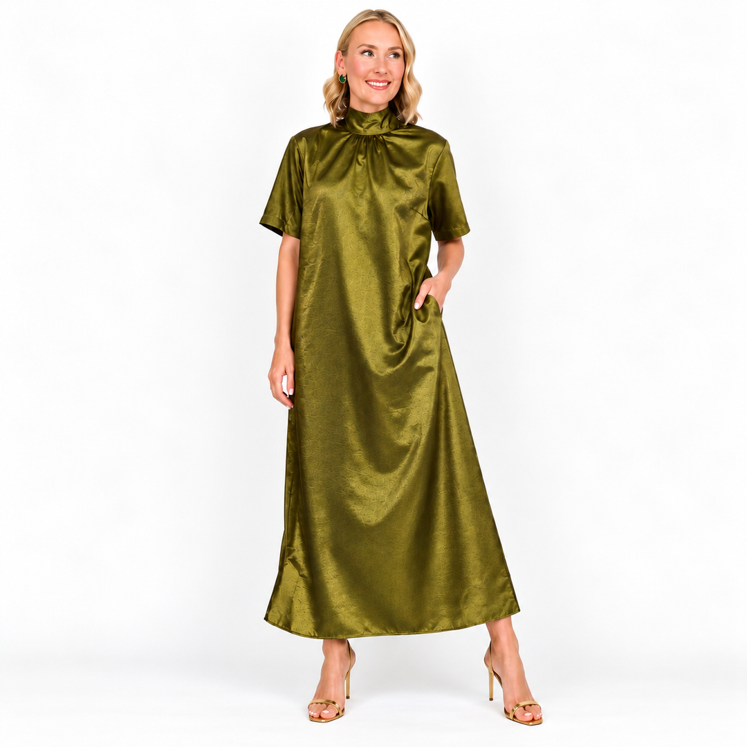 Lauren - Olive Green Luxe Maxi Dress