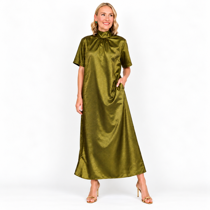 Lauren - Olive Green Luxe Maxi Dress