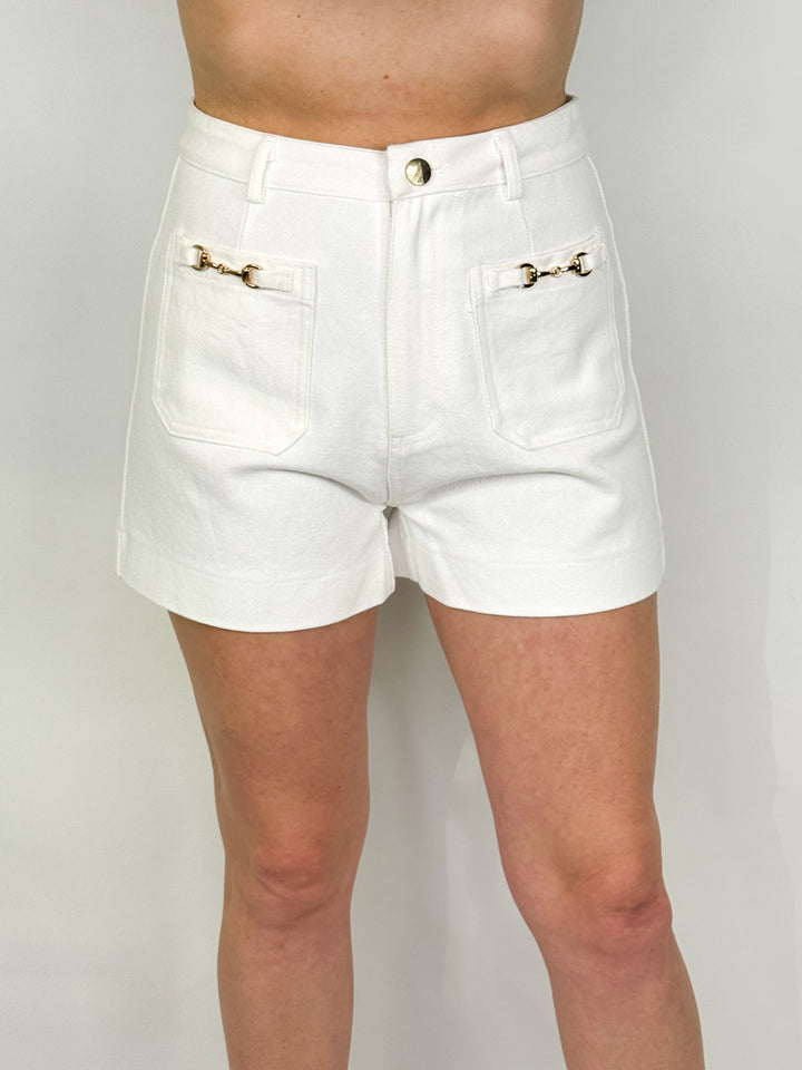 Charli - White Horse-Bit Shorts