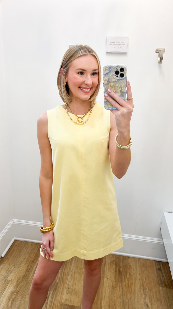 Andi - A Line Denim Dress (Butter Yellow)