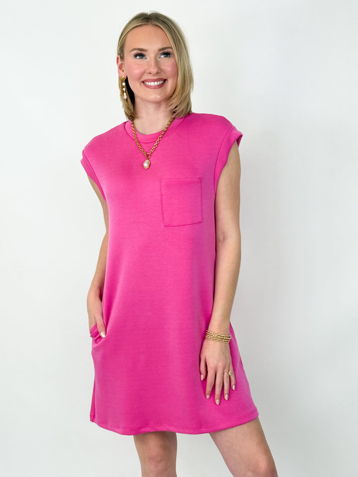 Gabbi - Front Pocket Mini Dress (Fuschia)