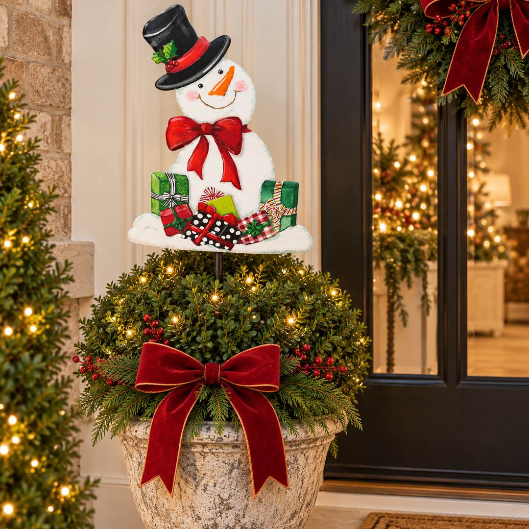 Round Top Collection - Elegant Snowman w/ Gifts