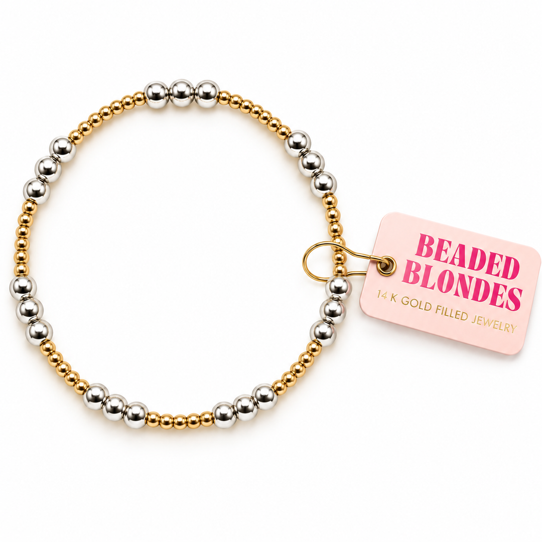 Beaded Blondes - ILY Gold with Silver Bracelet (Standard)