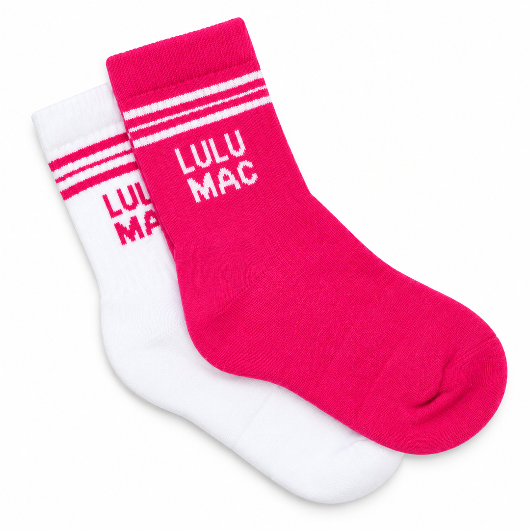 LULU MAC - Crew Socks Boxed Set of 2 - Hot Pink