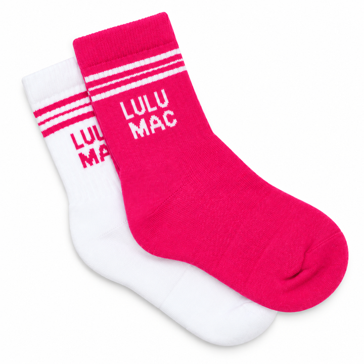 LULU MAC - Crew Socks Boxed Set of 2 - Hot Pink