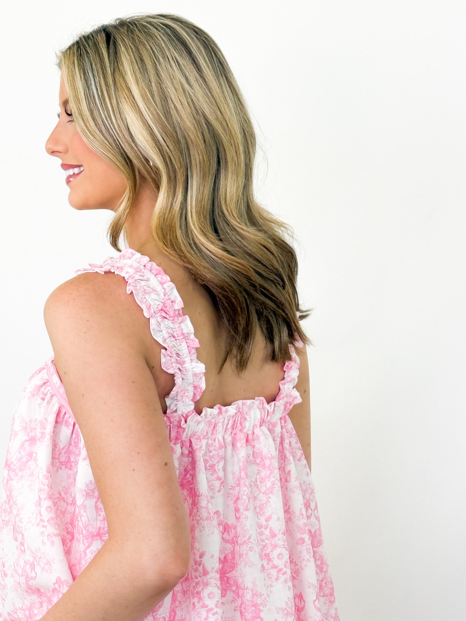 Eloise - Toile Print Scallop-Trim Pajama Set