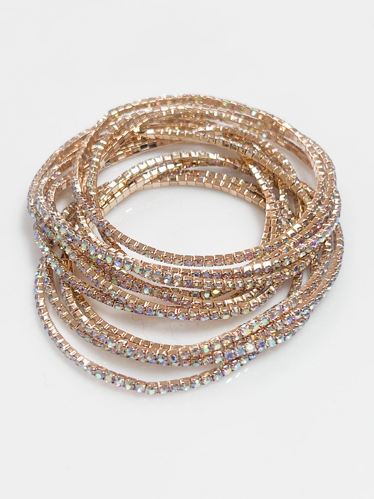 Aria - Rhinestone Bracelet Set (Gold Iridescent)