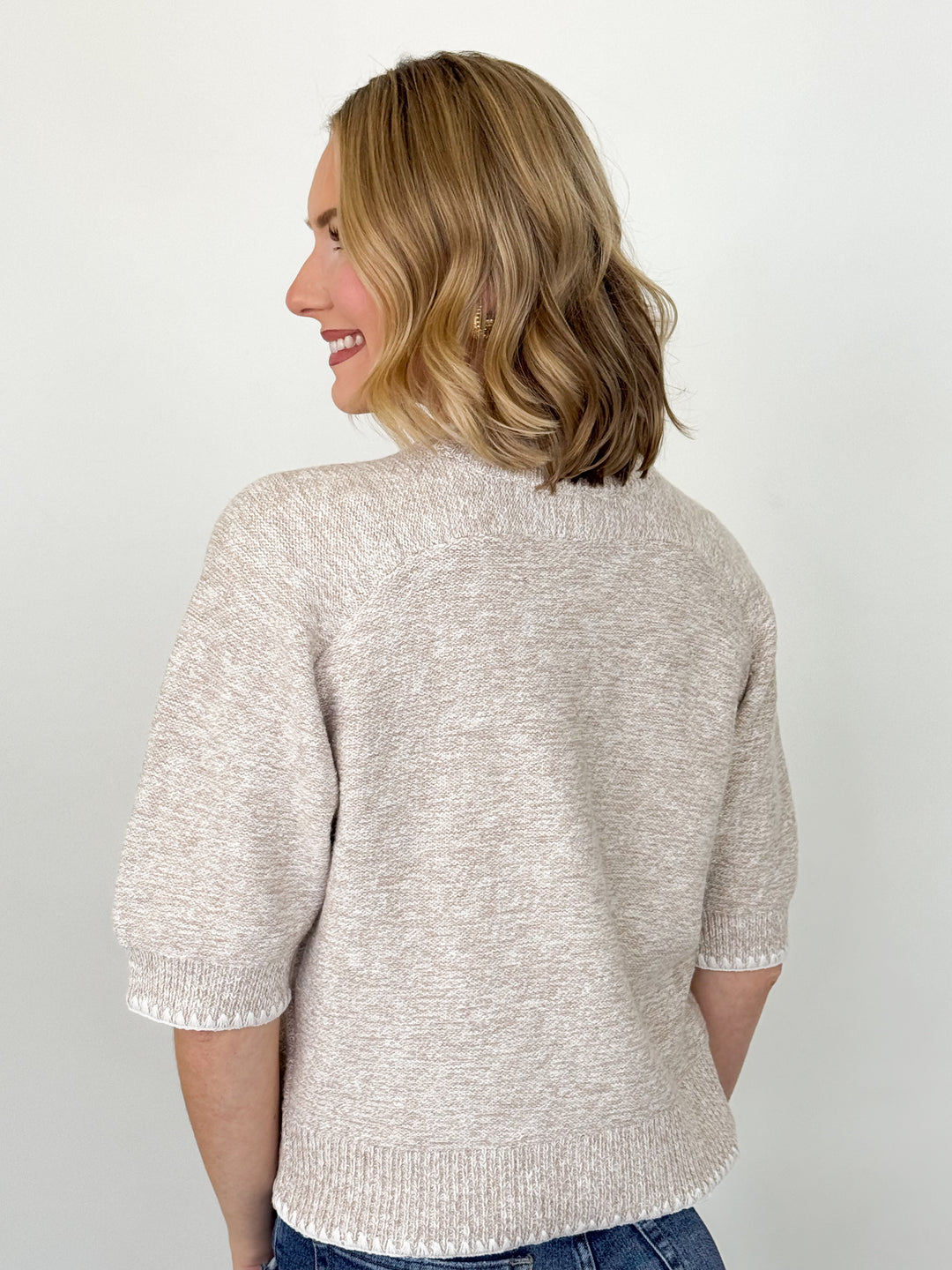 Heather - Stitched Knit Sweater (Mocha)