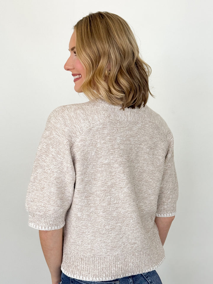 Heather - Stitched Knit Sweater (Mocha)