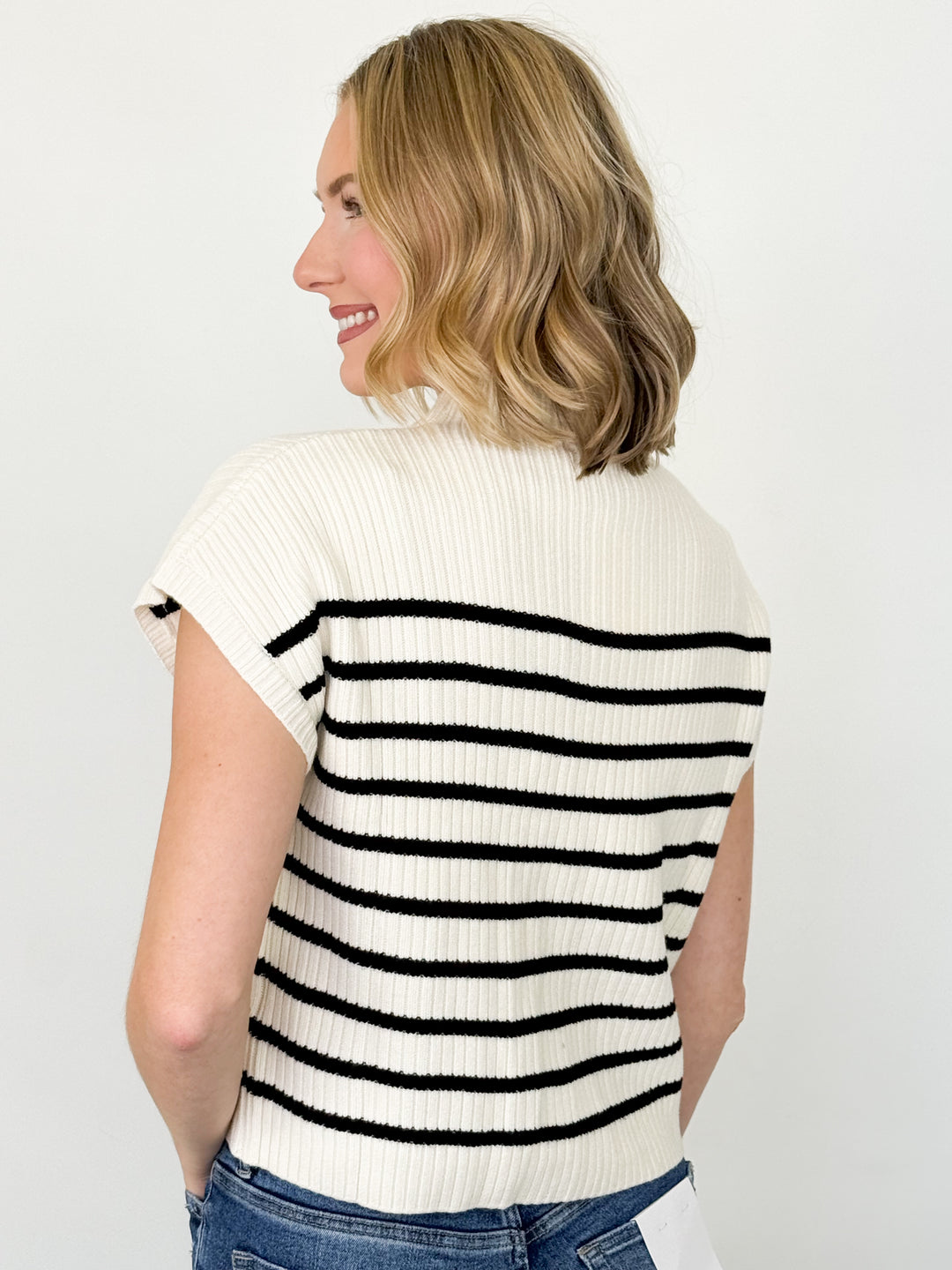 Casandra - Black Striped Knit Sweater
