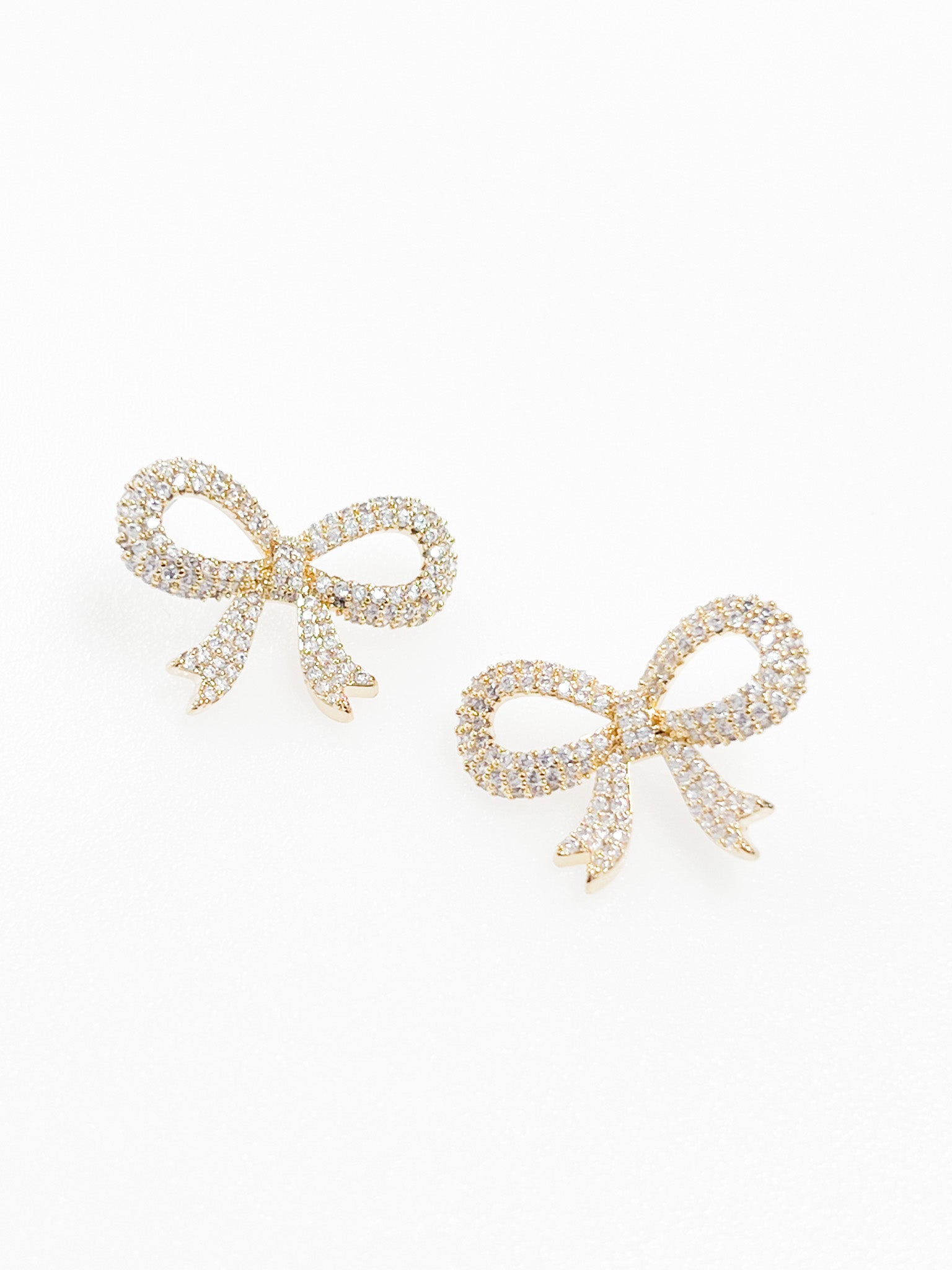 Angela - Rhinestone Bow Stud Earrings