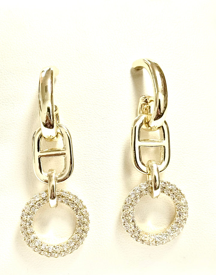 Cindy - Gold Rhinestone Drop Earrings