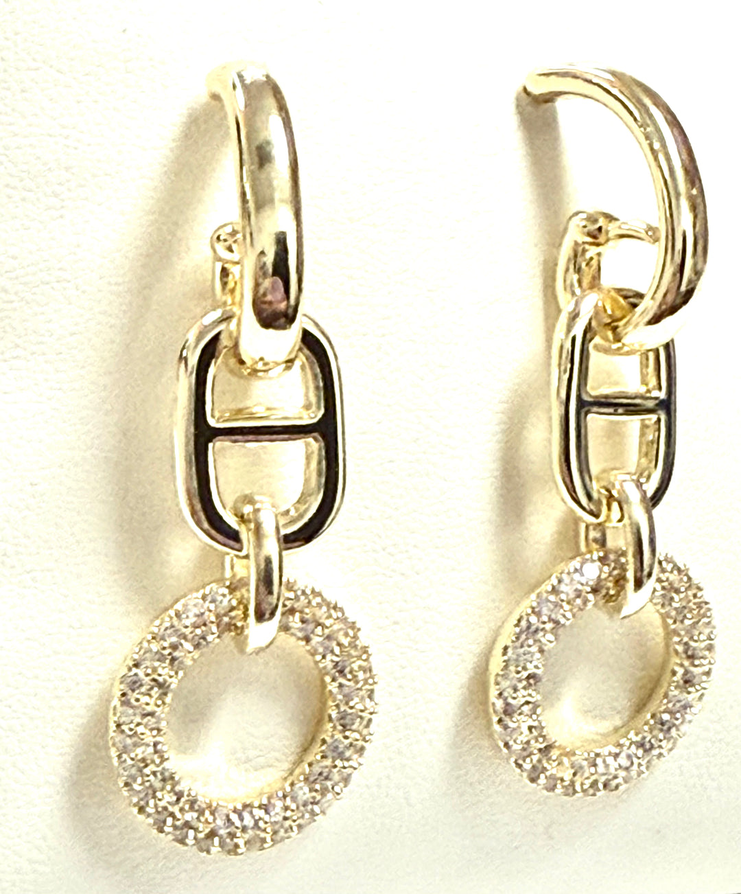 Cindy - Gold Rhinestone Drop Earrings