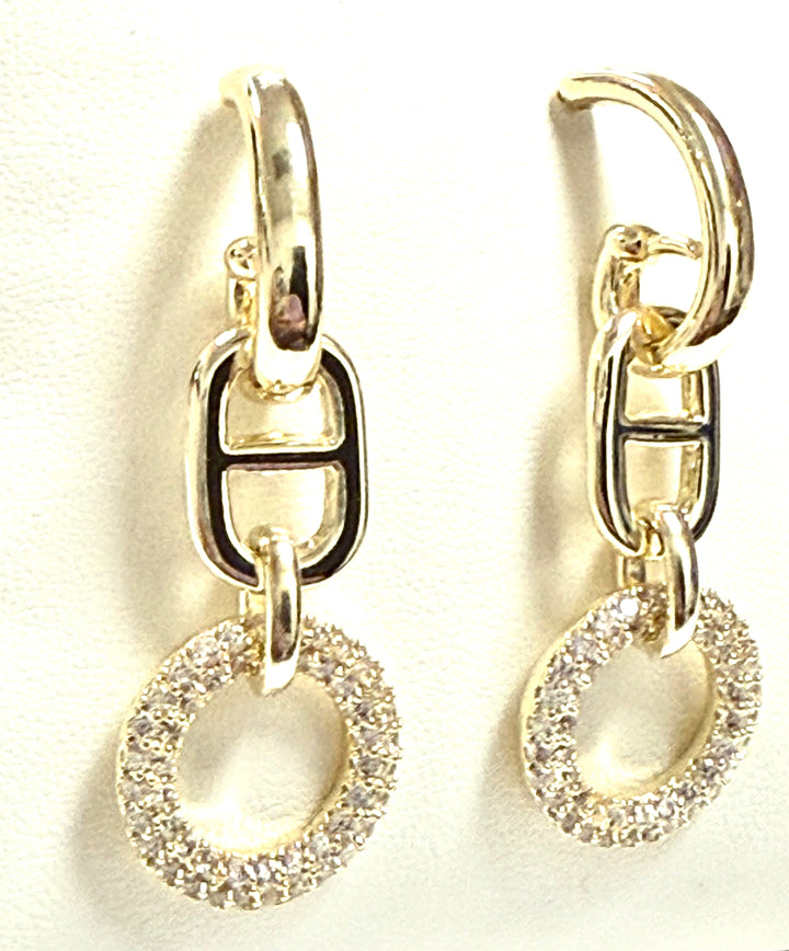 Cindy - Gold Rhinestone Drop Earrings