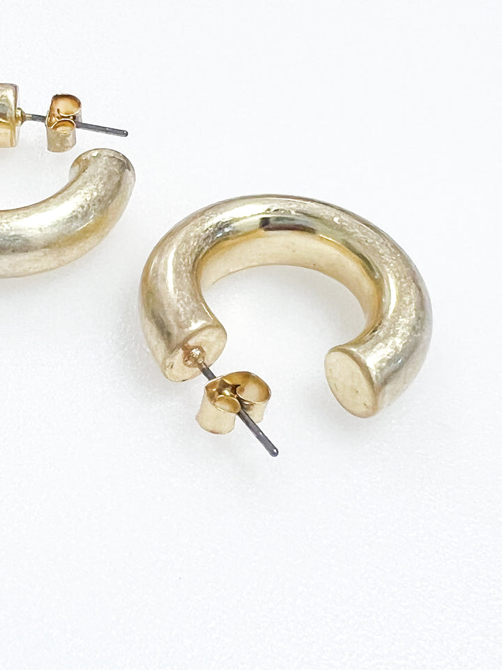 Ava - Brushed Gold Chunky Hoop Earrings