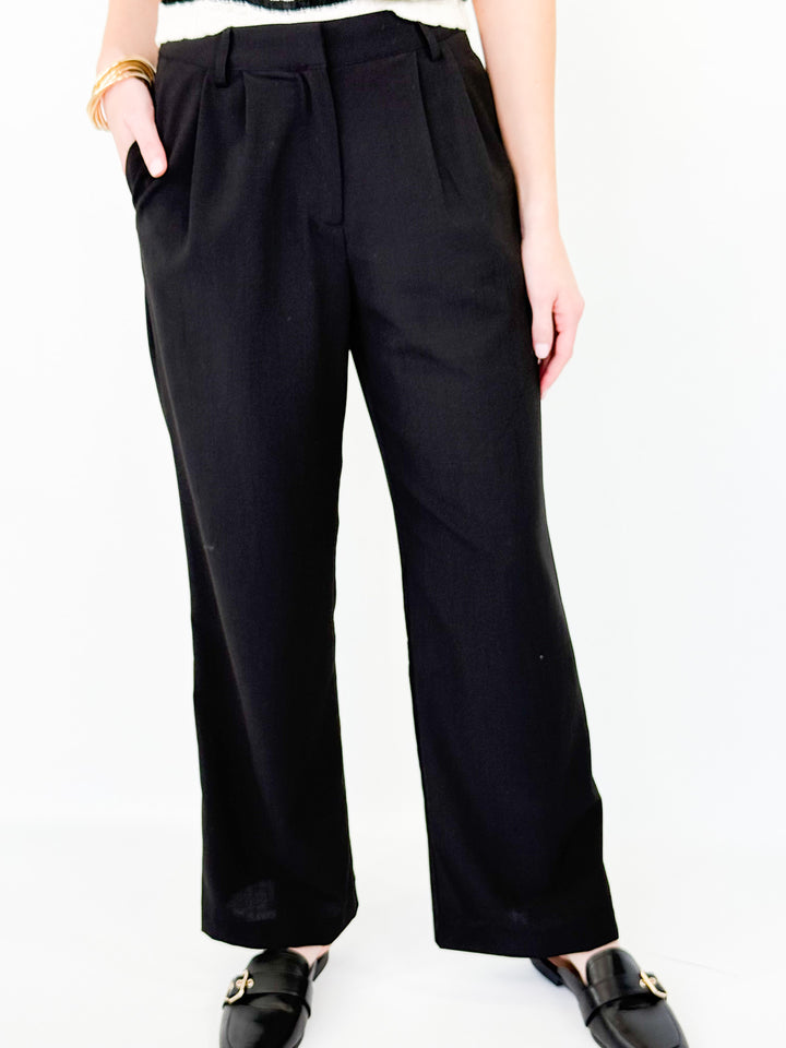 Megan - Wide Leg Black Dress Pants