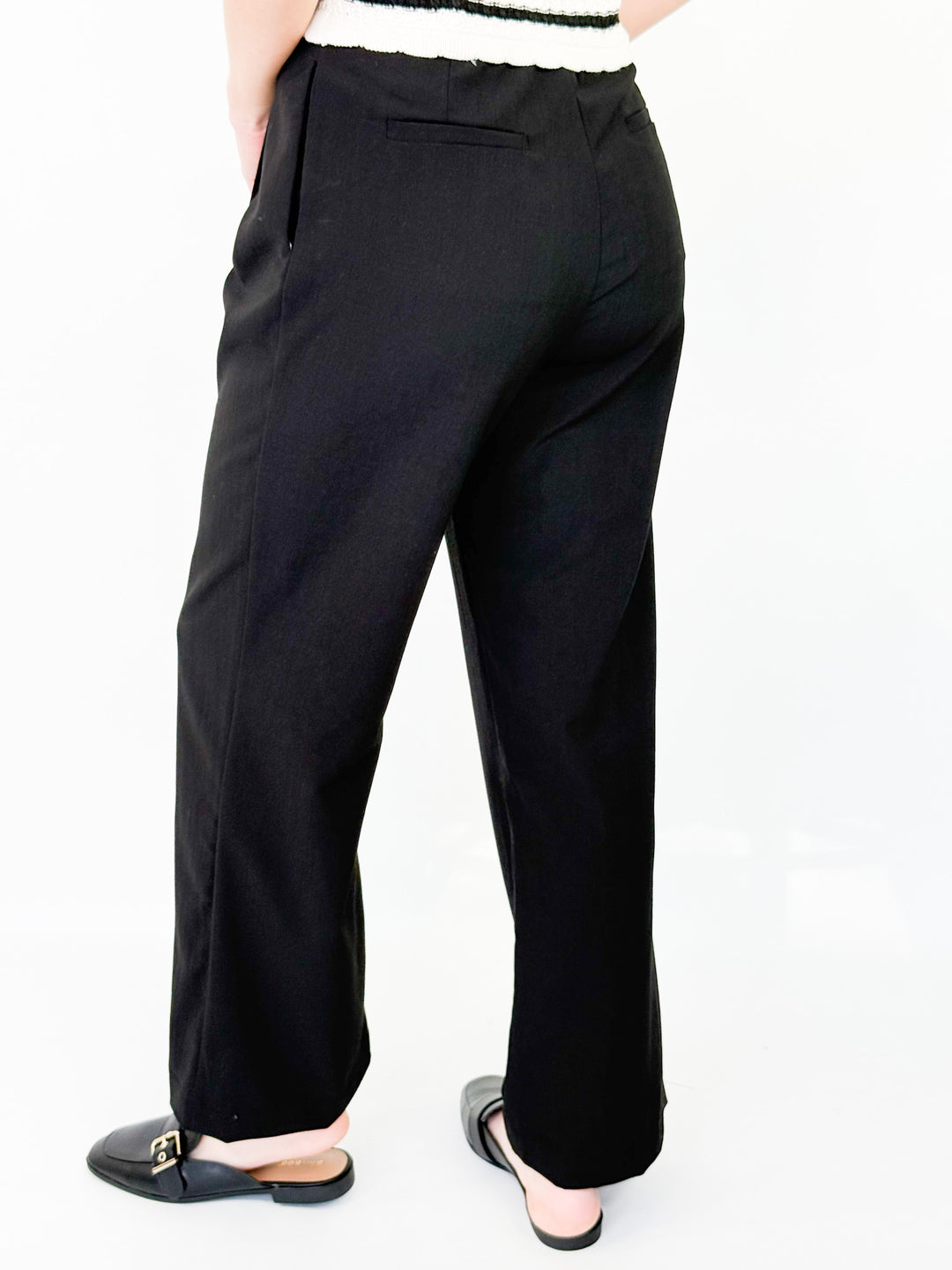 Megan - Wide Leg Black Dress Pants
