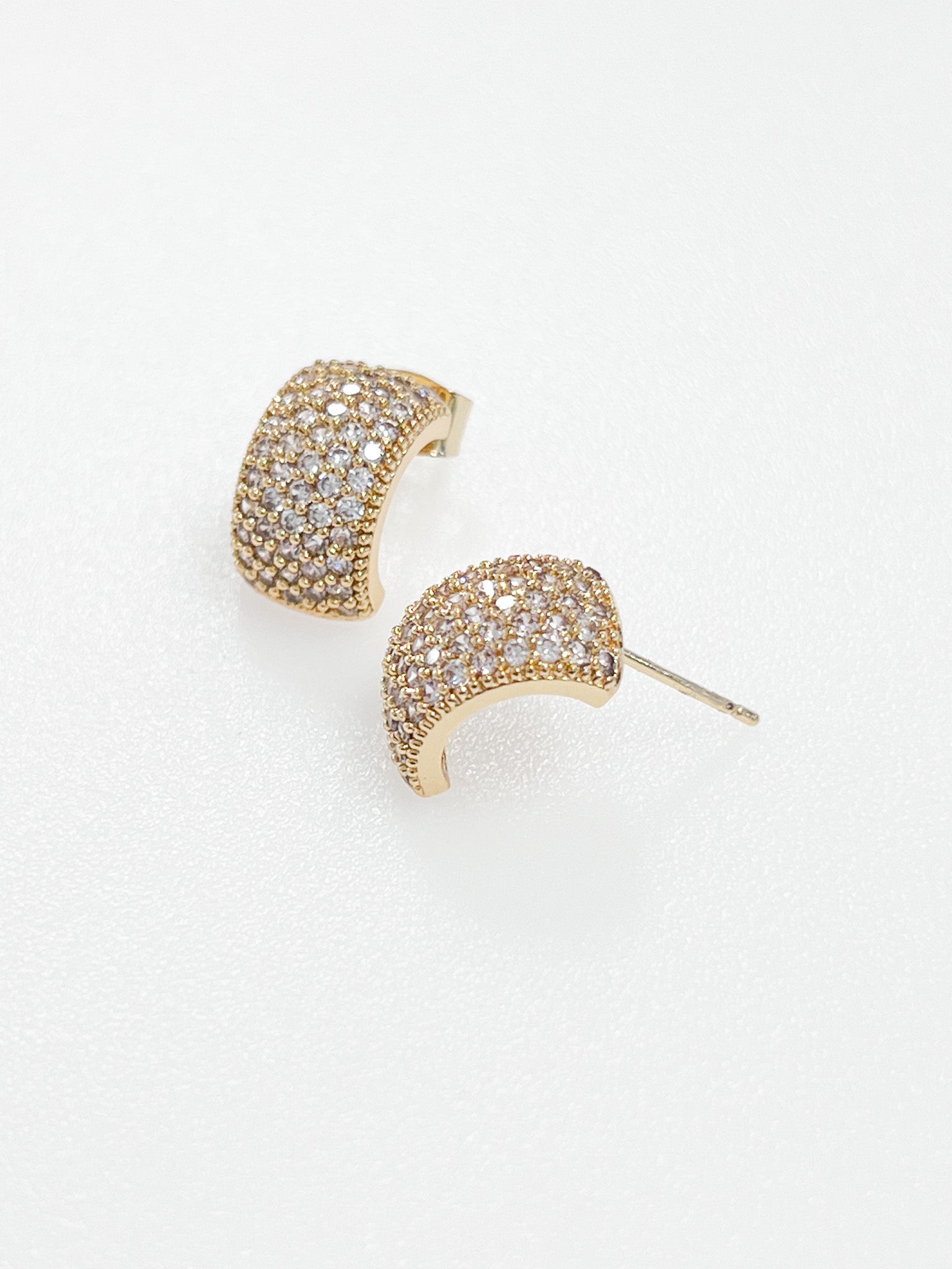 Stella - Gold Pavé Rhinestone Stud Earrings