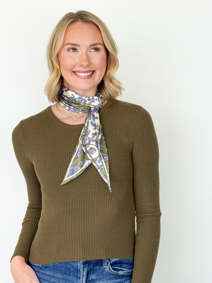 Mattie - Ribbed Long Sleeve Top (Olive)