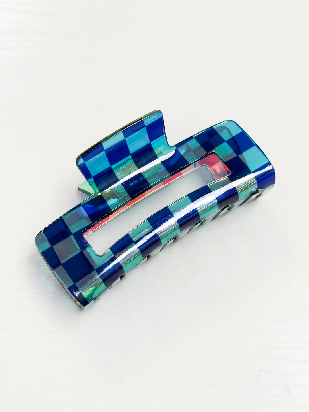 Iridescent Checkered 4" Claw Clip