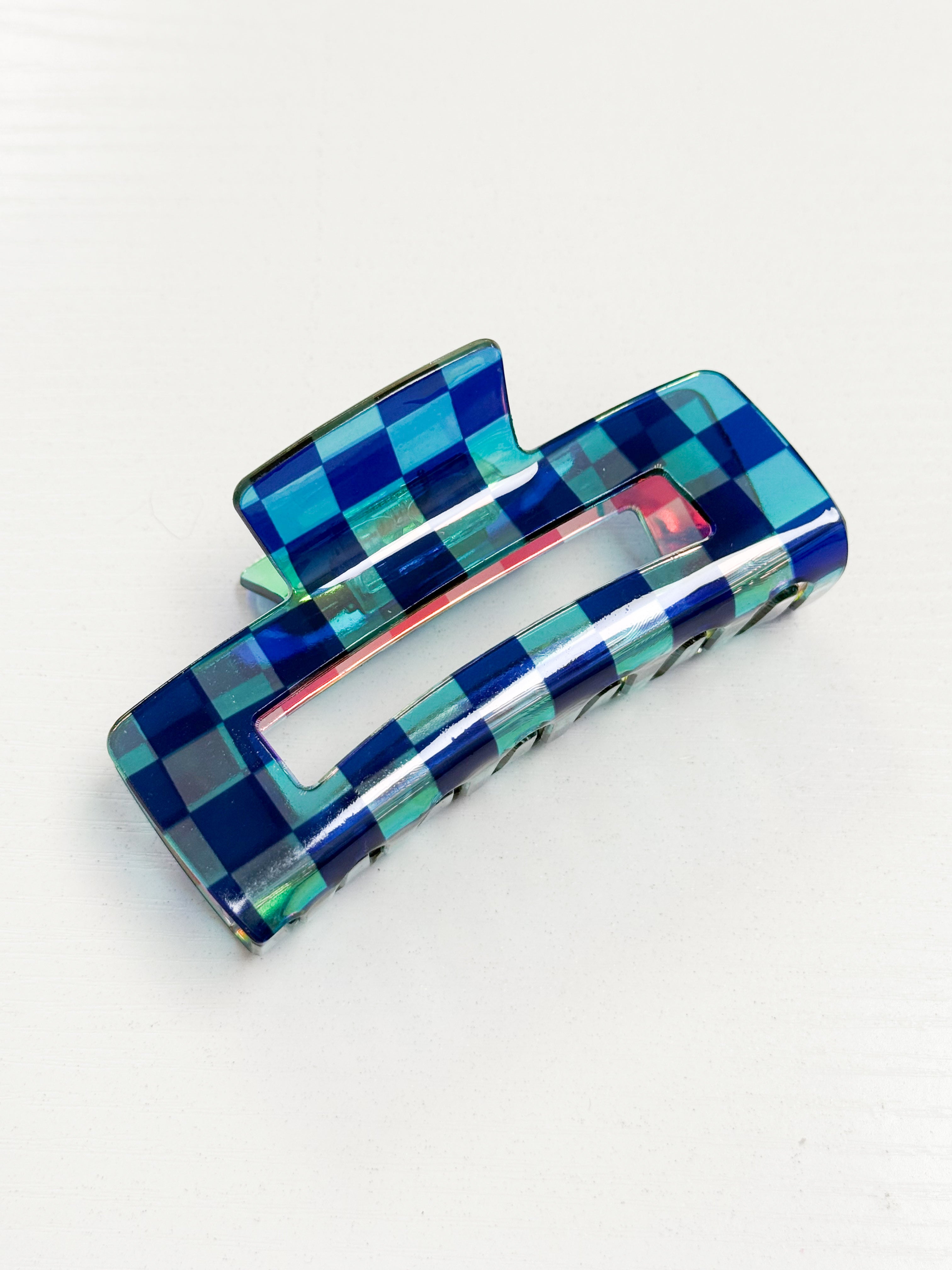 Iridescent Checkered 4" Claw Clip