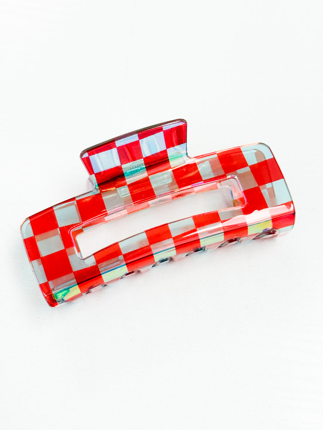 Iridescent Checkered 4" Claw Clip