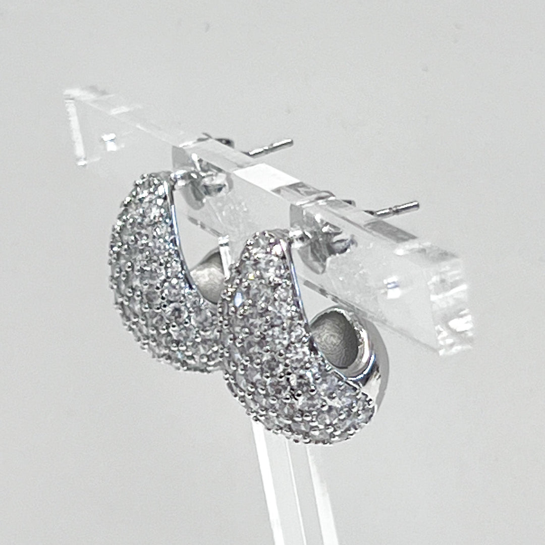 Ainsley- Silver Pavé Teardrop Stud Earrings