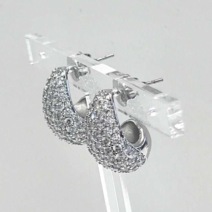 Ainsley- Silver Pavé Teardrop Stud Earrings