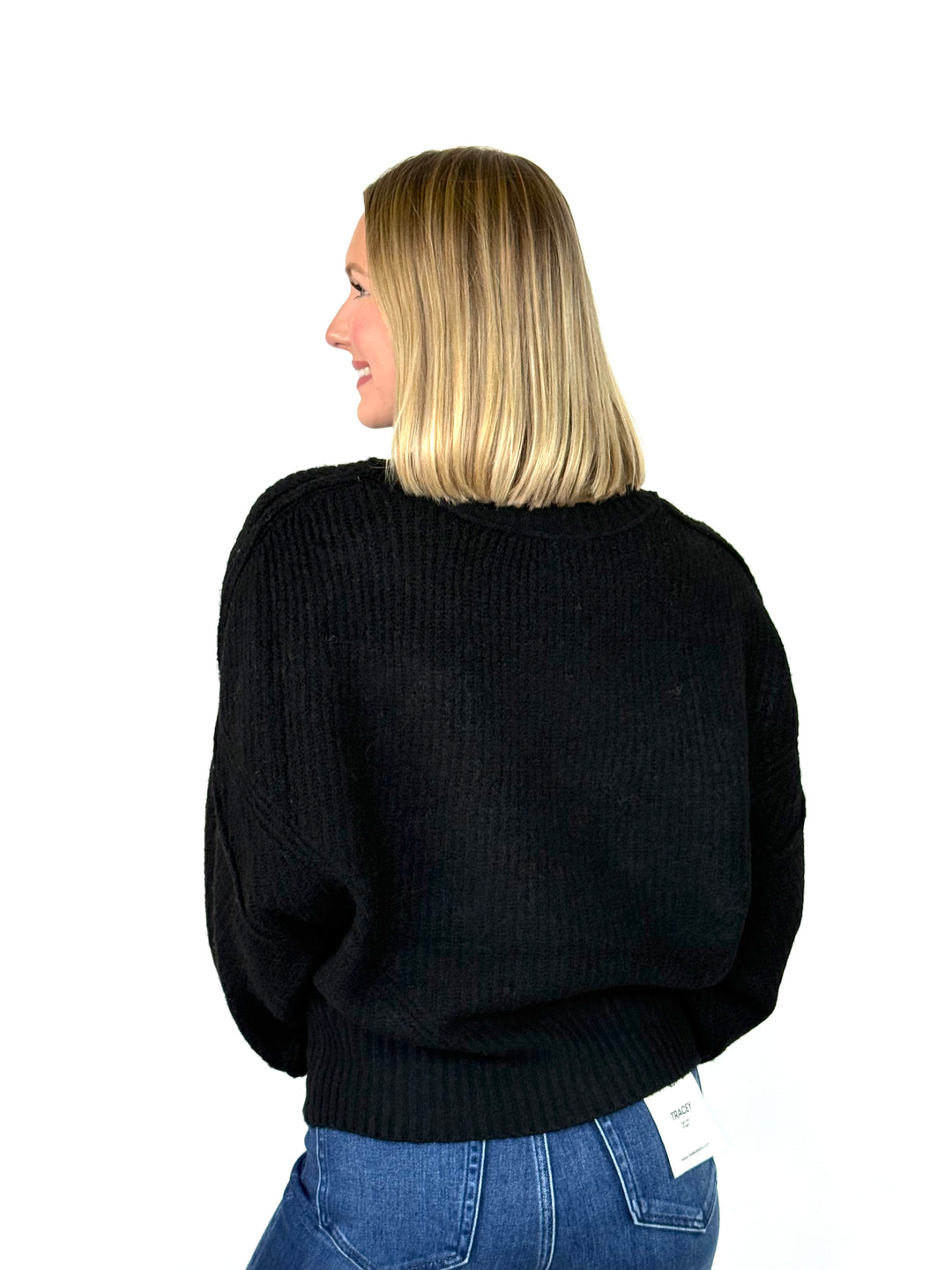 Ellie - Ribbed Knit Sweater (Black)