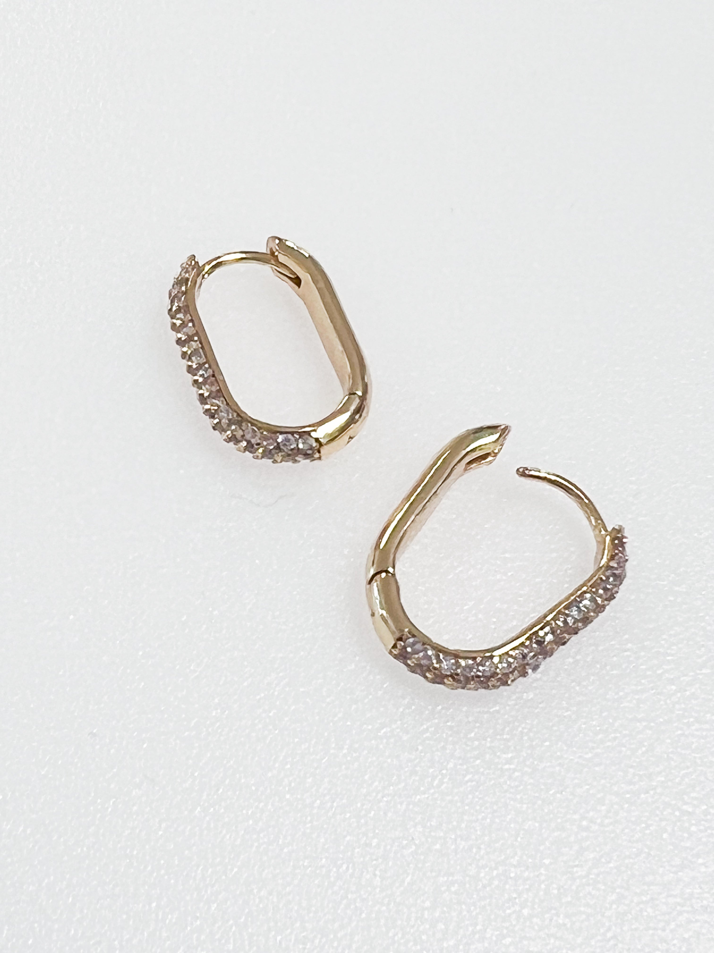 Charleigh - Pavé Gold Oval Mini Hoops