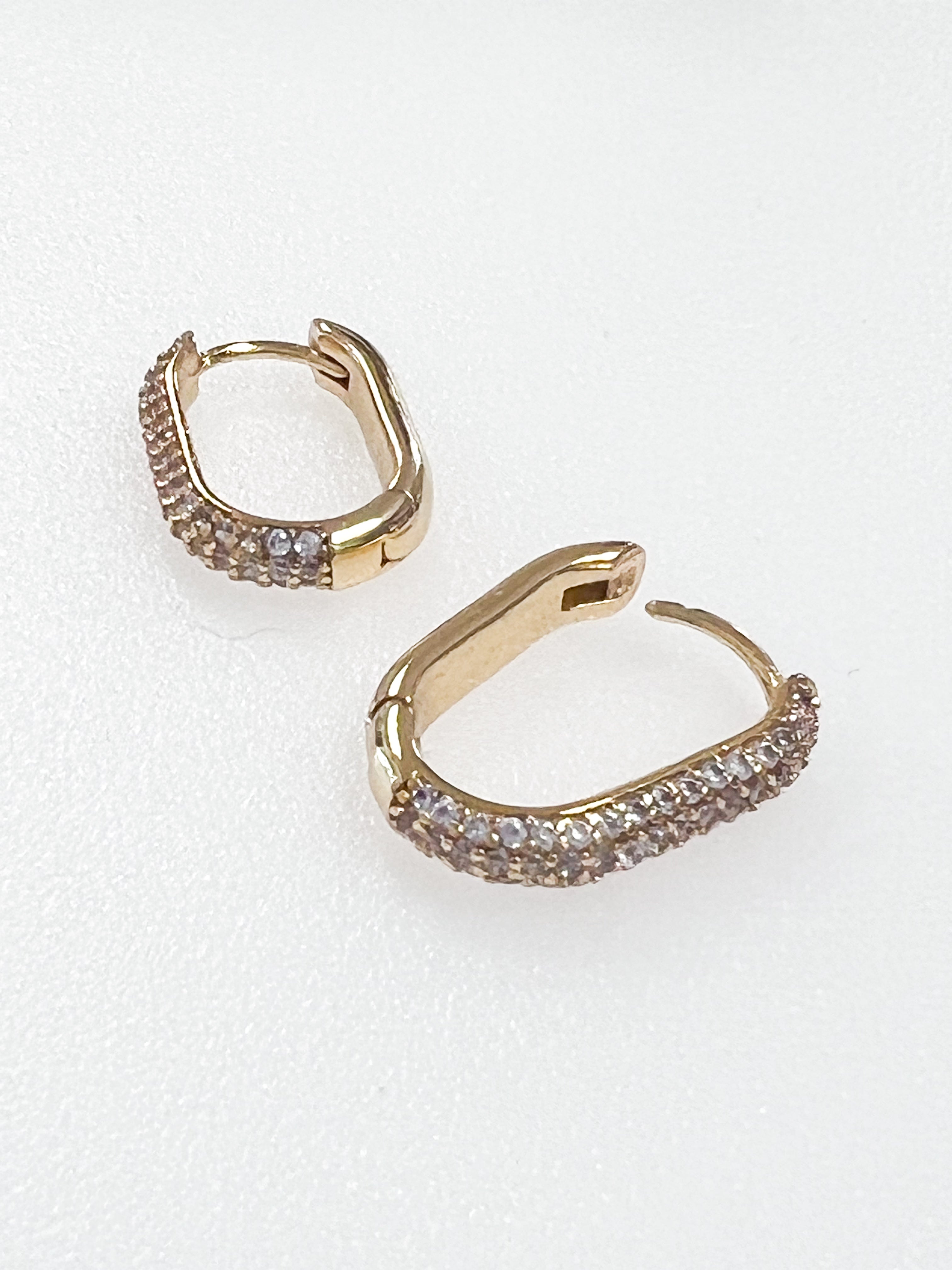 Charleigh - Pavé Gold Oval Mini Hoops