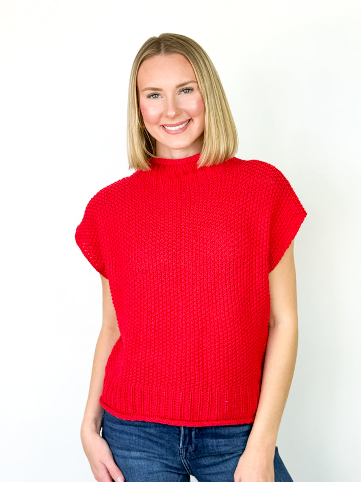 Juno - Mock Neck Sweater (Red)
