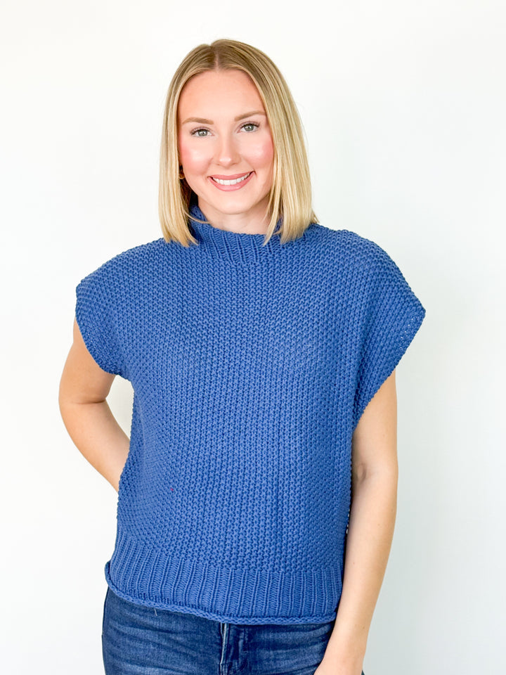 Juno - Mock Neck Sweater (Slate Blue)