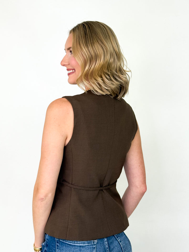 Kenni - Peplum Waist Tie Vest
