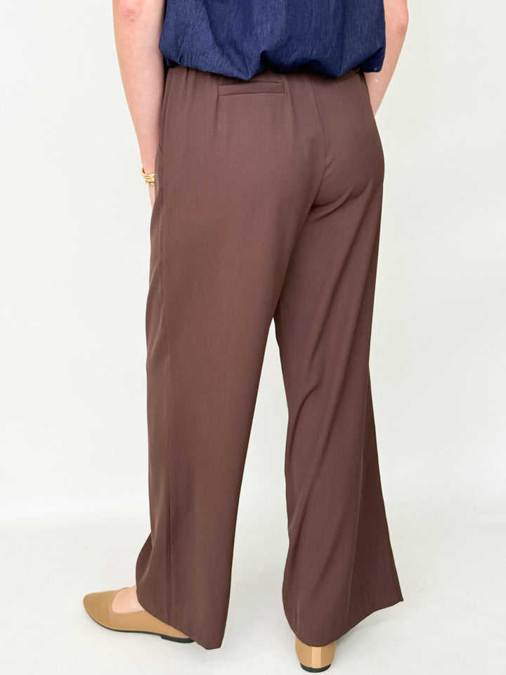 Jennifer - Wide Leg Trouser Pants (Espresso)