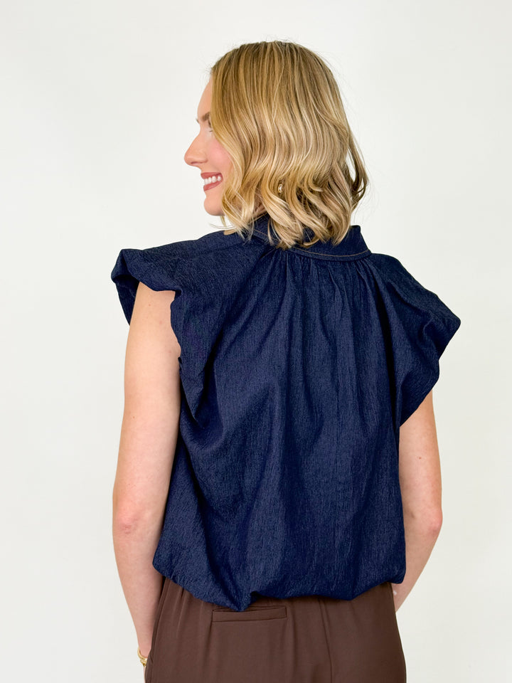 Carolyn - Denim Bubble Top