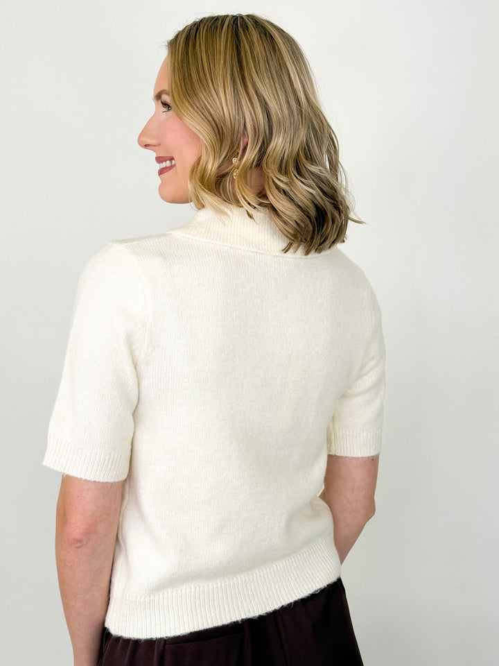 Peyton - Rhinestone Button Cardigan (Cream)