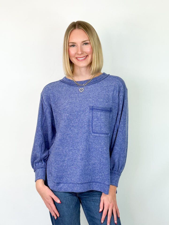 Beck - Brushed Long Sleeve Top (Marlin)