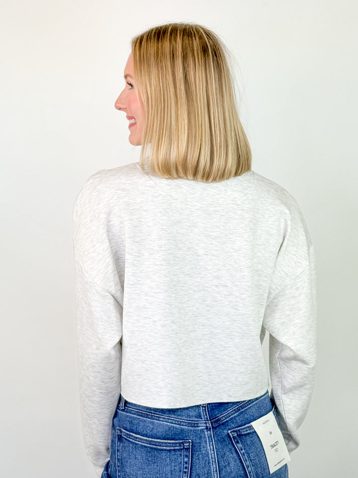 Mandi - Scuba Half Zip Top (Heather Gray)