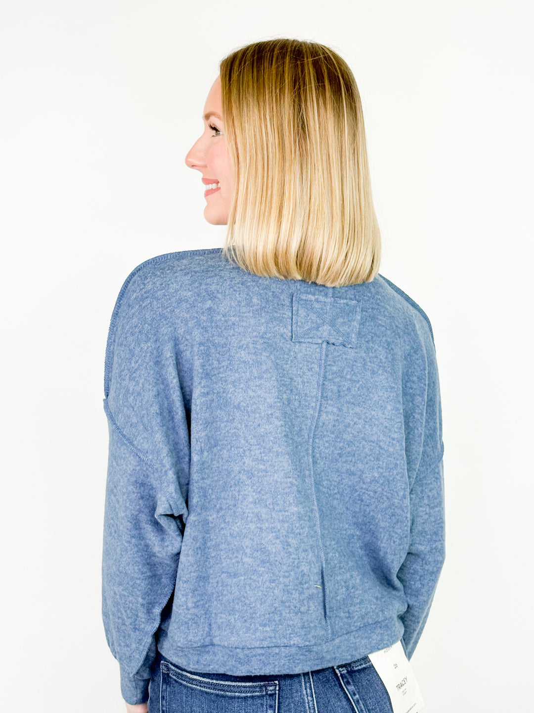 Elenor - Brushed Exposed Seam Top (Blue)