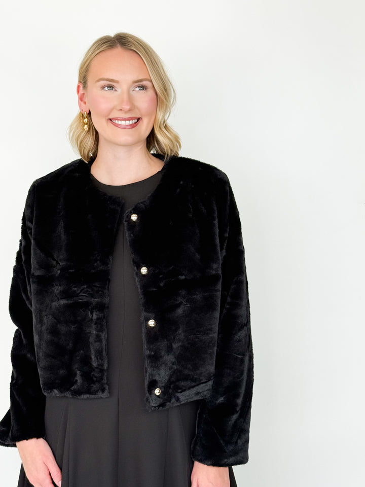 Erika - Faux Fur Blazer (Black)