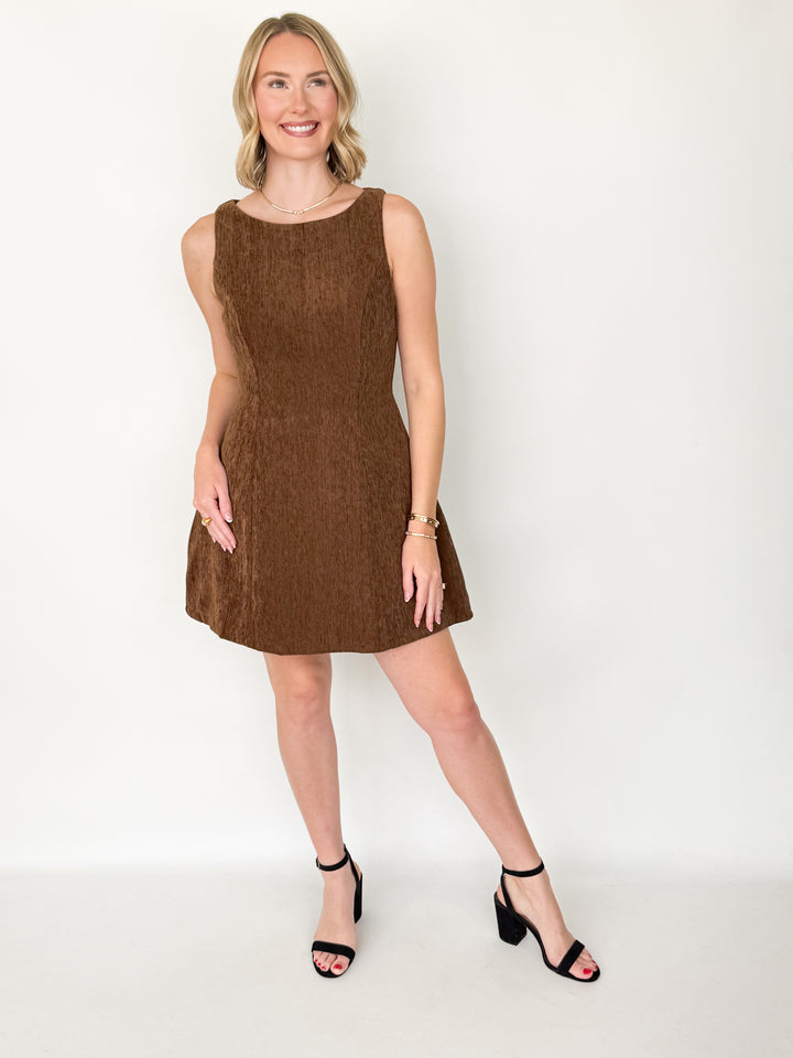 Adalyn - Brown Velvet Mini Dress