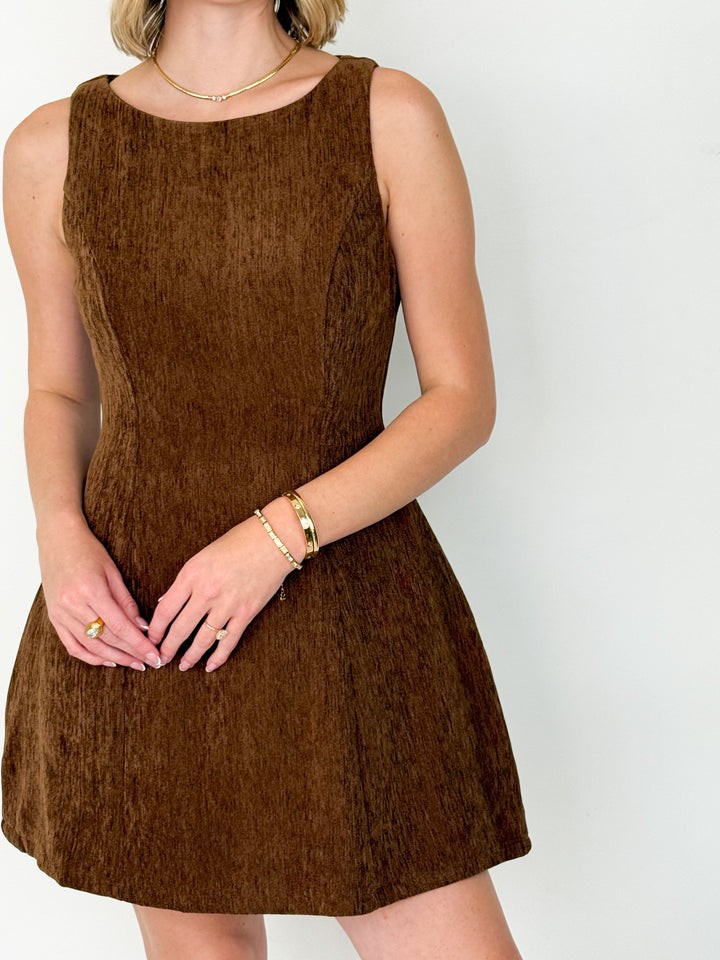Adalyn - Brown Velvet Mini Dress