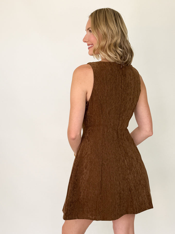 Adalyn - Brown Velvet Mini Dress