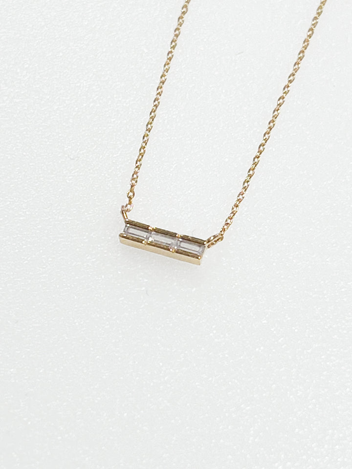 Bonnie - Dainty Gold Baguette Rhinestone Necklace