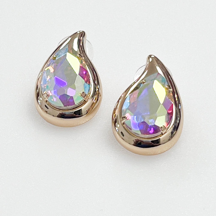 Piper - AB Teardrop Chunky Stud Earrings (Gold)
